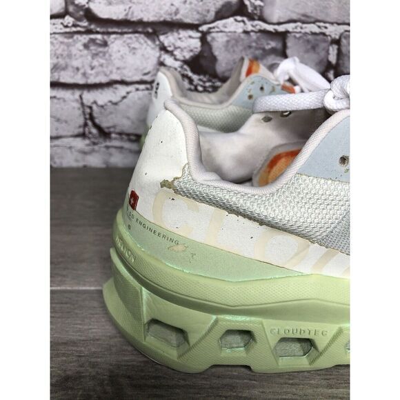 On Cloud Wide Lime Green Gray White LaceUp Gym Running Shoes Women Sz 39EU/8M US - Picture 11 of 16